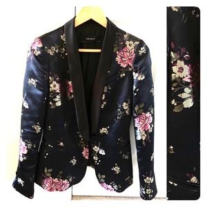 Zara floral satin blazer
